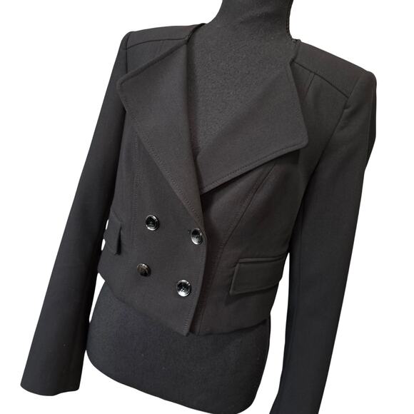 ⭐️NWOT White House Black Market Black Double Breasted Cropped Blazer Jacket Sz 2 - Picture 3 of 9